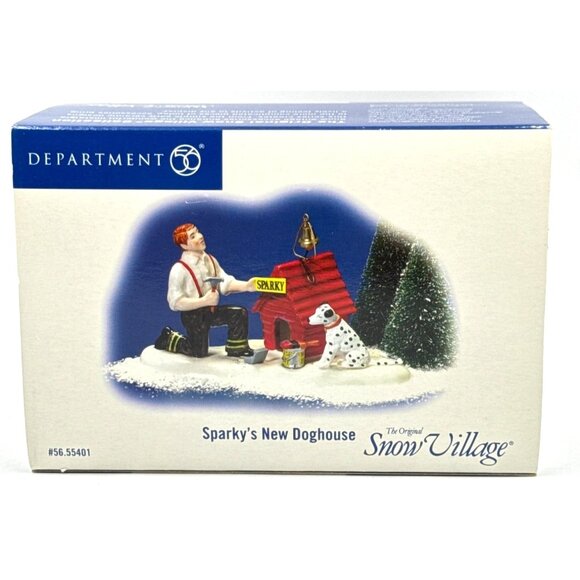 Department 56 Snow Village Sparky's New Doghouse Dalmatian Fire House No. 4 Xmas - Picture 8 of 9